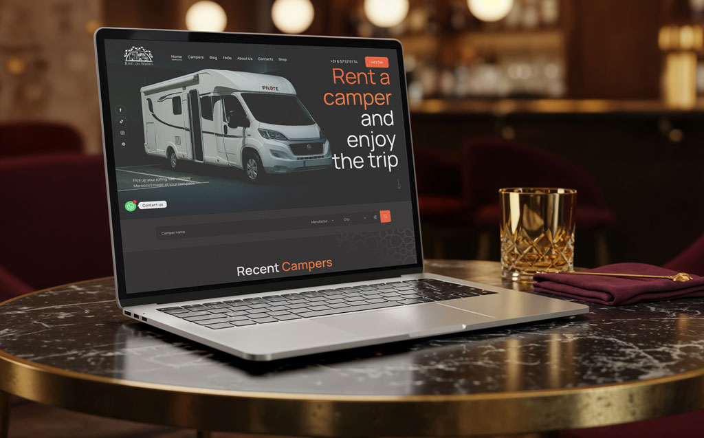 Riad on Wheels website on a laptop for booking a camper online