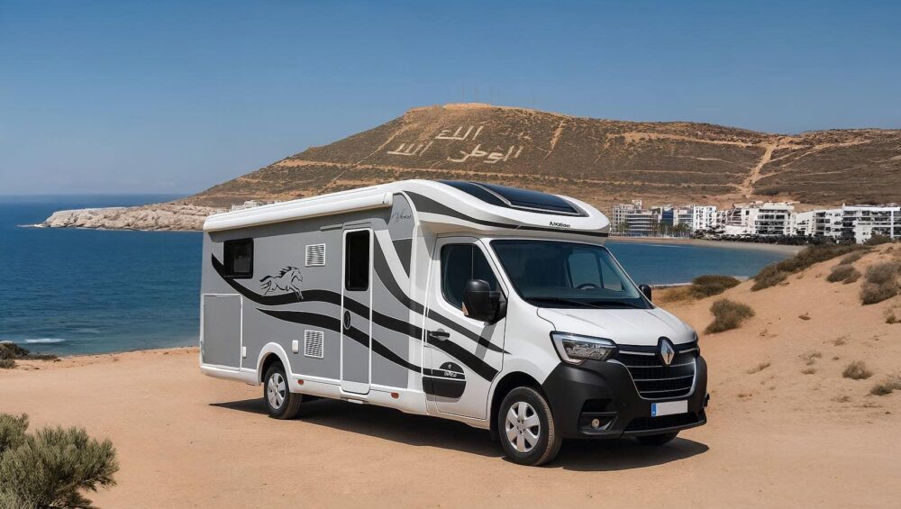 Renault McLouis camper parked near the beach in Agadir, Morocco