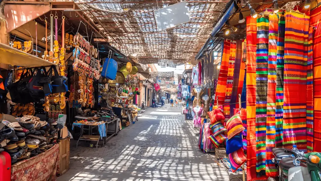 Colourful souk market in Marrakech